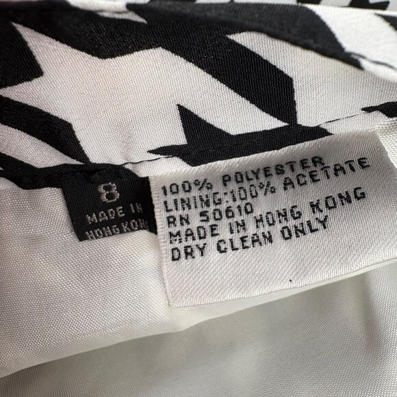 Houndstooth Midi Skirt Size 8 Black & White Polyester - Picture 2 of 4